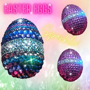 Crystal Rhinestone Luxury Easter Egg Set 3, Easter Gift| Vase Filler, Elegant